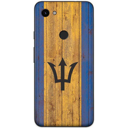 Barbados Flag Dark Wood Google Pixel 3a Skin
